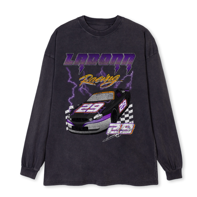 LADONN  Vintage Black Oversized LS Tee.
