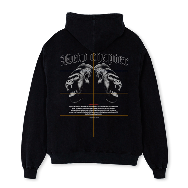 NCSWEATMONK Black Oversized Zipped Hoodie.