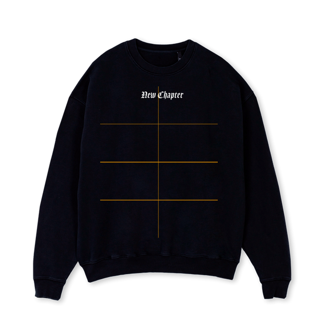 NCMONK  Black Oversized Crewneck Sweater.