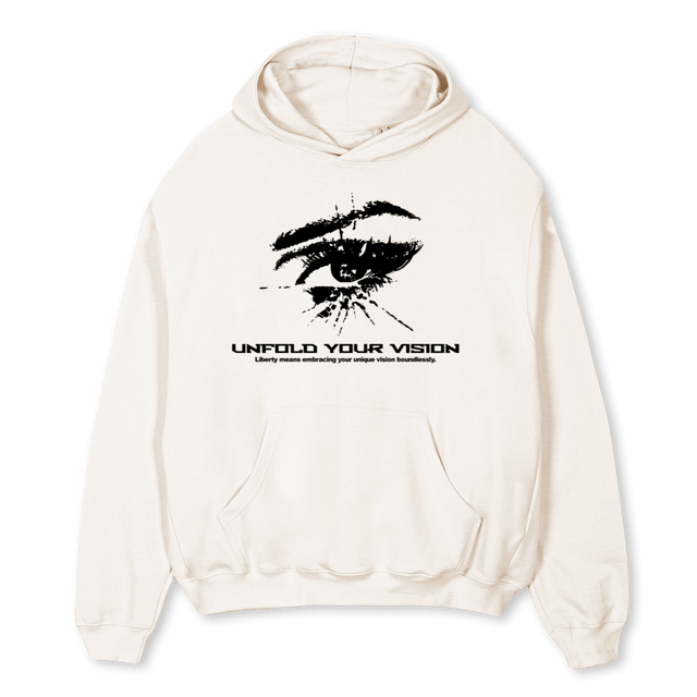 UNFOLDVISIONWEISS Vintage White Oversized Hoodie.