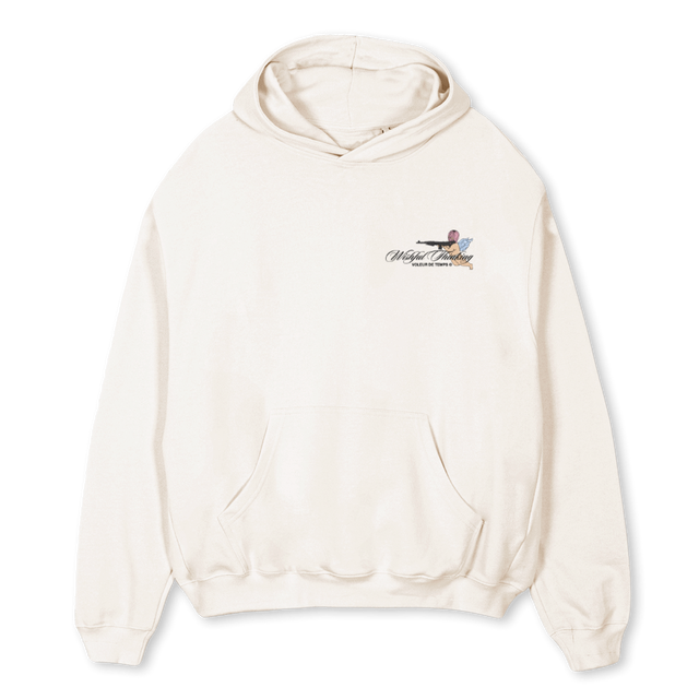 WISHFULTHINKING Vintage White Oversized Hoodie.