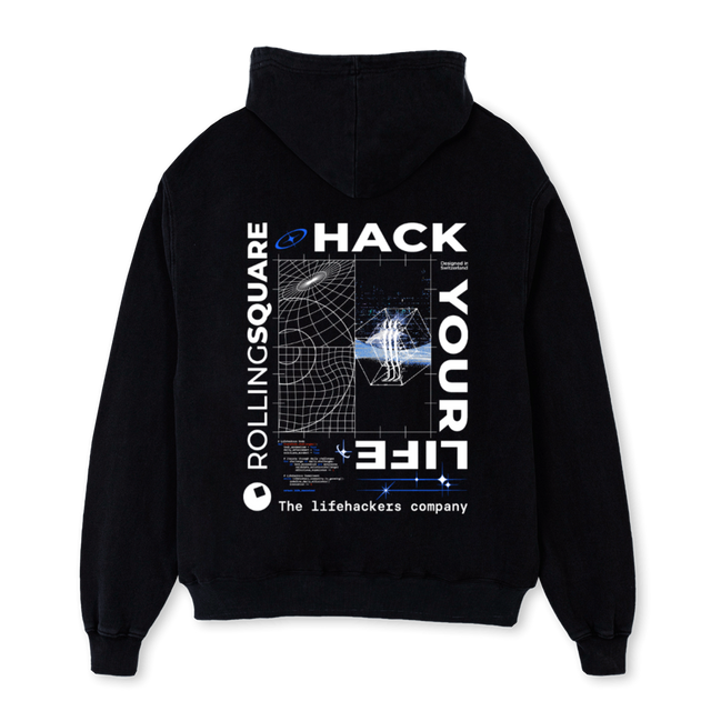 HOODIEWHITE Black Oversized Hoodie.