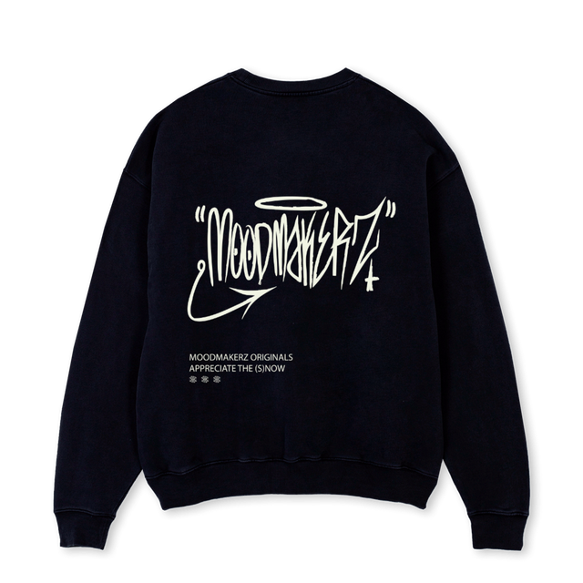 MMBLACK Black Oversized Crewneck Sweater.
