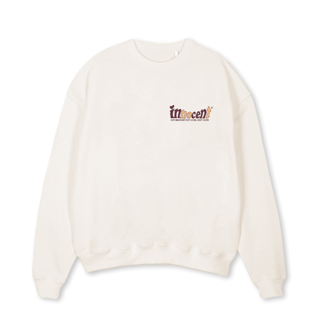 NOTSOINNOCENTCREW Vintage White Oversized Crewneck Sweater.
