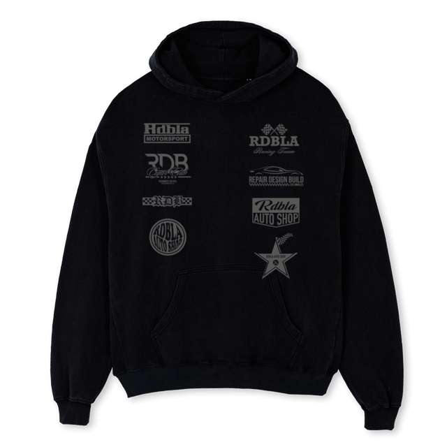 MOTORSPORTHOODIEVIII Black Oversized Hoodie.