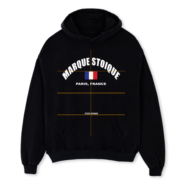 PARIS Black Oversized Hoodie.