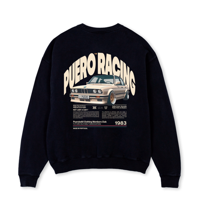 PRCENO Black Oversized Crewneck Sweater.