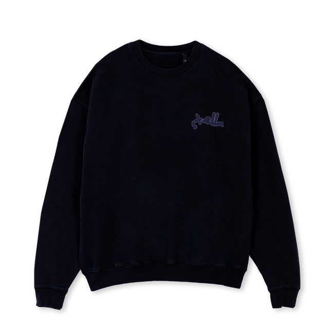 CLASSICSTELLA Black Oversized Crewneck Sweater.
