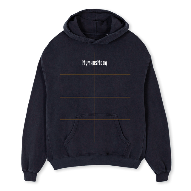 THREEPERSONONEHEAD Vintage Black Oversized Hoodie.