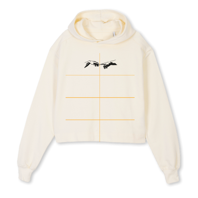 GIRLMYTHOSMODA Cream Cropped Hoodie.