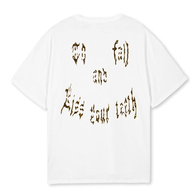 BURNEDSMILEY White Oversized Tee.