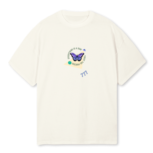 TRUSTTHEPROCESSUN  Cream Oversized Tee.
