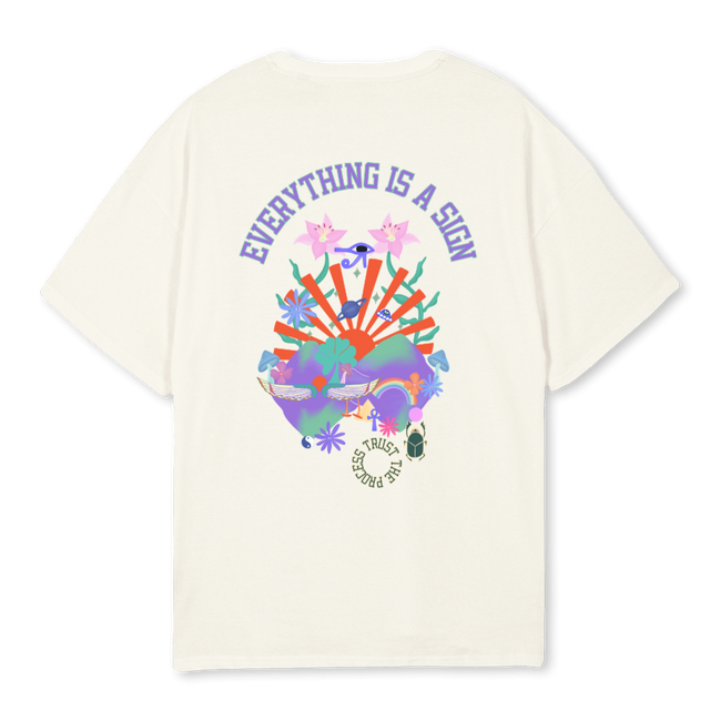 TRUSTTHEPROCESSUN  Cream Oversized Tee.
