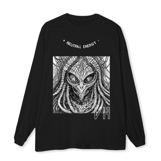 KARMAALIEN Black Oversized LS Tee.