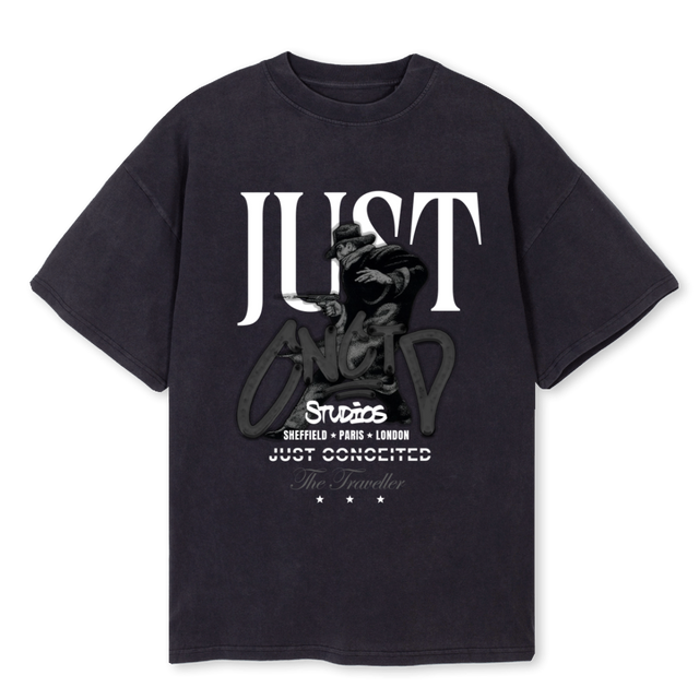 VOYAGETHREE Vintage Black Oversized Tee.