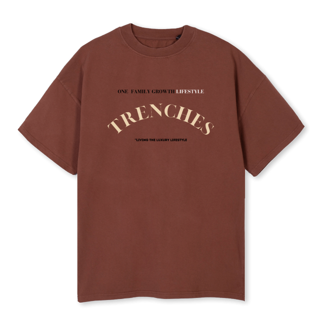 TRENCHES  OFG Vintage Brown Oversized Tee.