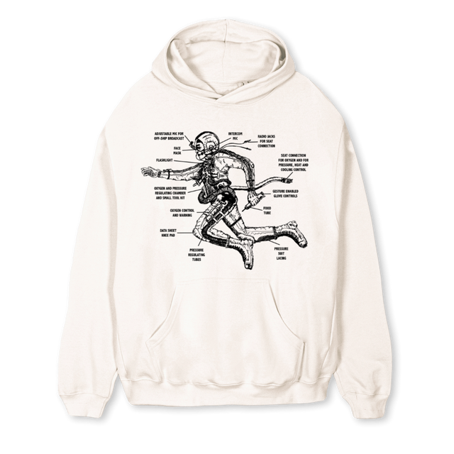 VNTGWHITEROCKETMAN Vintage White Regular Hoodie.