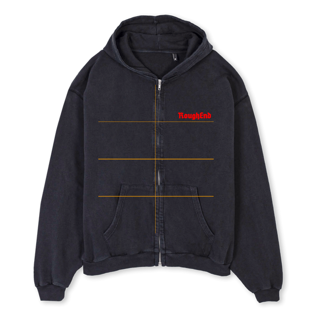 REOOBHEAVYVA  Vintage Black Oversized Zipped Hoodie.