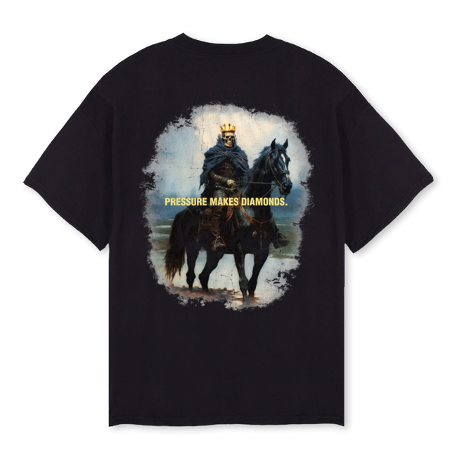 PRESSUREMAKESDIAMOND Black Oversized Tee.