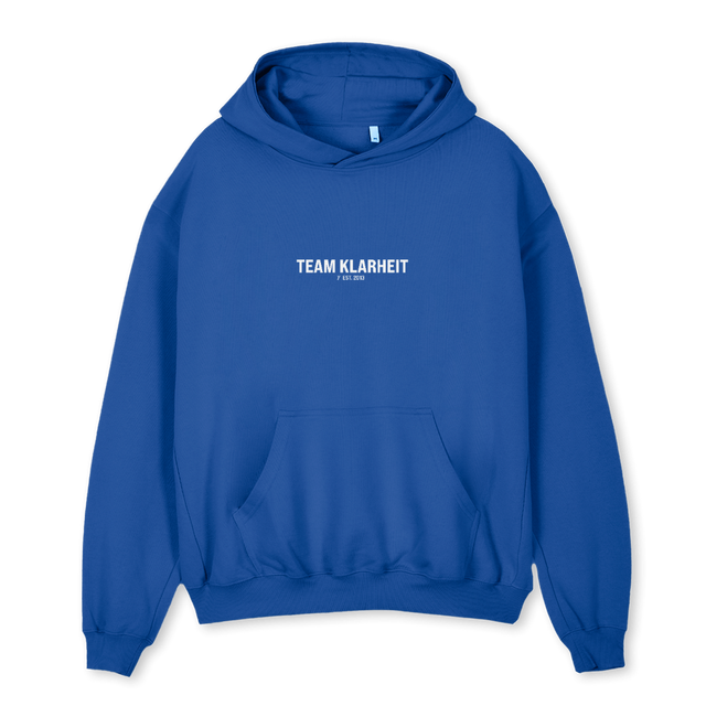 TEAMKLARHEIT8 Cobalt Blue Oversized Hoodie.