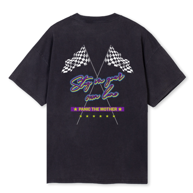 RACING Vintage Black Oversized Tee.