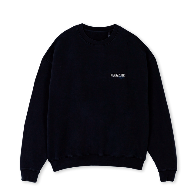 NERAZZURRISWEATERONE Black Oversized Crewneck Sweater.
