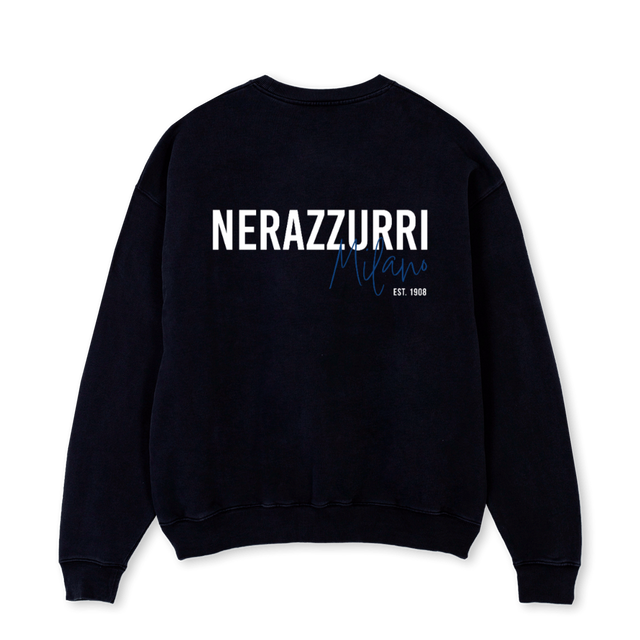 NERAZZURRISWEATERONE Black Oversized Crewneck Sweater.
