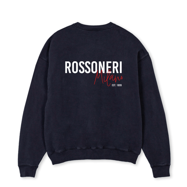 ROSSONERISWEATERONE Vintage Black Oversized Crewneck Sweater.