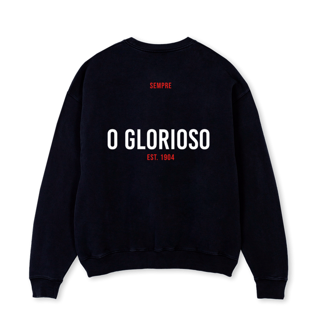 GLORIOSOSWEATERONE Black Oversized Crewneck Sweater.