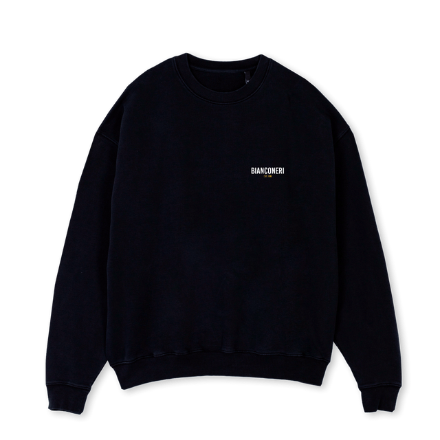 BIANCONERISWEATERONE Black Oversized Crewneck Sweater.