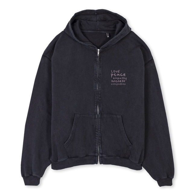 ZHVBLPE Vintage Black Oversized Zipped Hoodie.