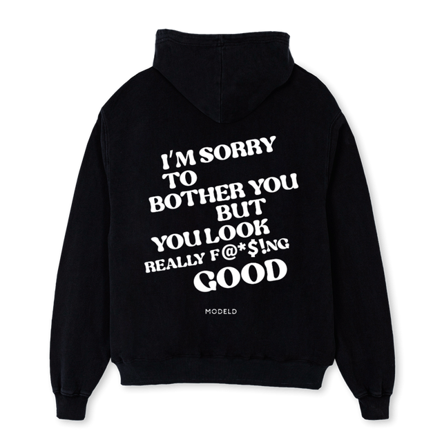 SORRYBLACKHOODEI Black Oversized Hoodie.