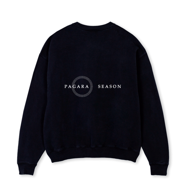 AGEDSTONEZEUS Black Oversized Crewneck Sweater.