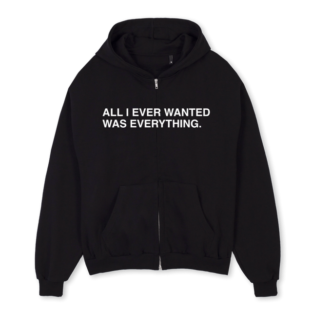 AIEWWE Black Oversized Zipped Hoodie.