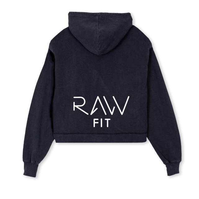 RAAWFIT Vintage Black Cropped Hoodie.