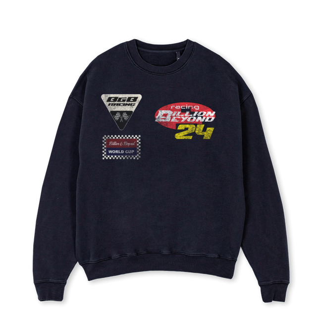 RACINGCREW Vintage Black Oversized Crewneck Sweater.
