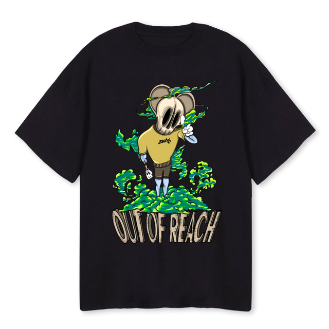 ZEURGOUTOFREACHI Black Oversized Tee.