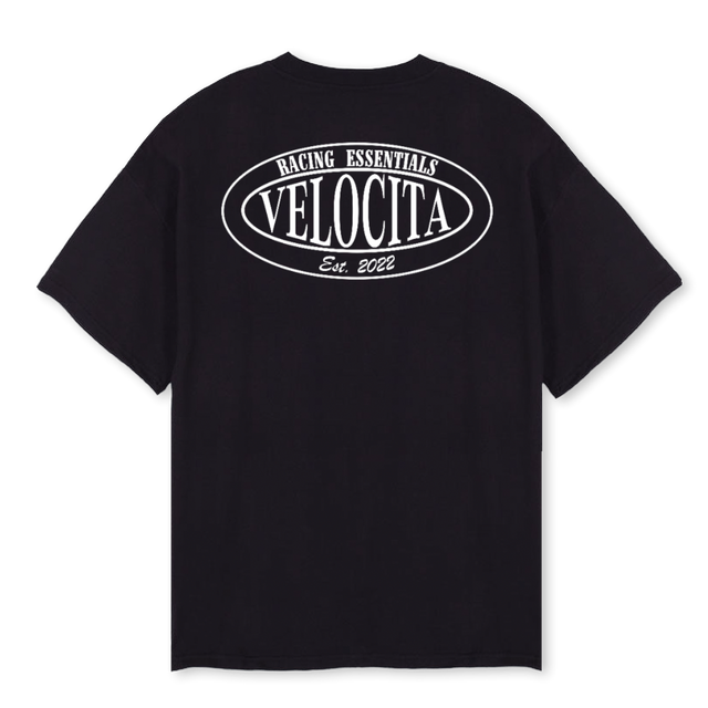 RACINGESSENTIALISM Black Oversized Tee.
