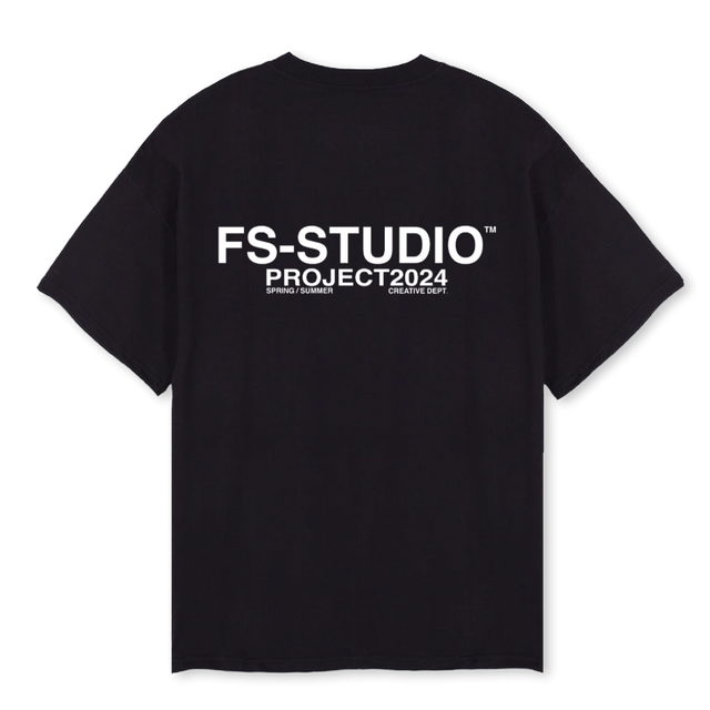 FSSTEEBLACKWHITE Black Oversized Tee.