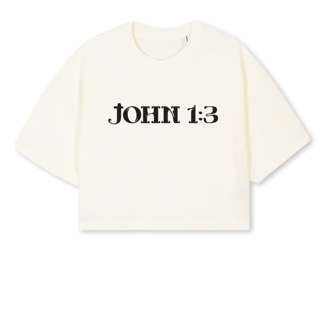 TESTLOGO Cream Cropped Oversized Tee.