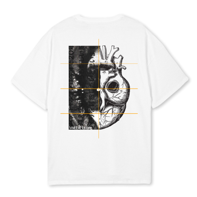 HEARTFELTGAZE White Oversized Tee.