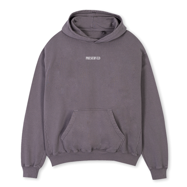 PRESERVEDCONSTRUCTS Pigment Grey Oversized Hoodie.