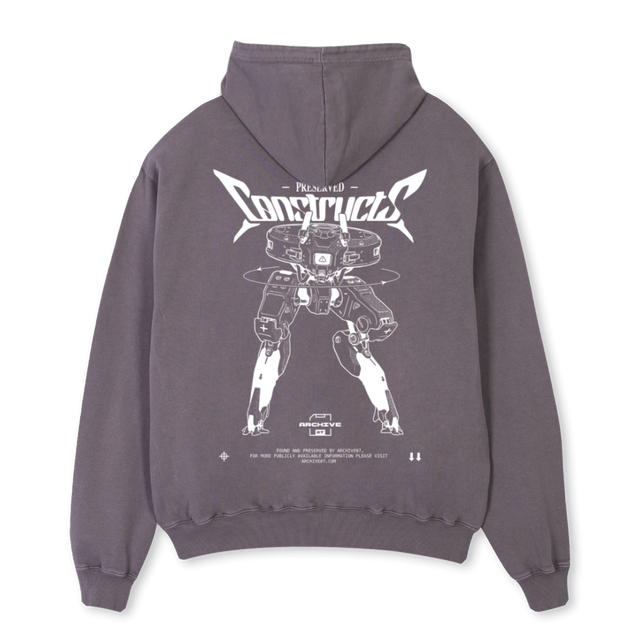 PRESERVEDCONSTRUCTS Pigment Grey Oversized Hoodie.
