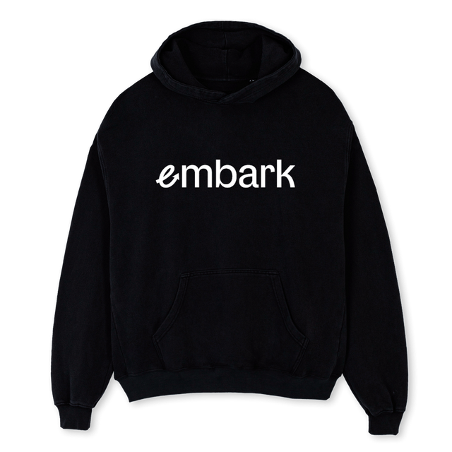 EMBFLOWBLACK Black Oversized Hoodie.