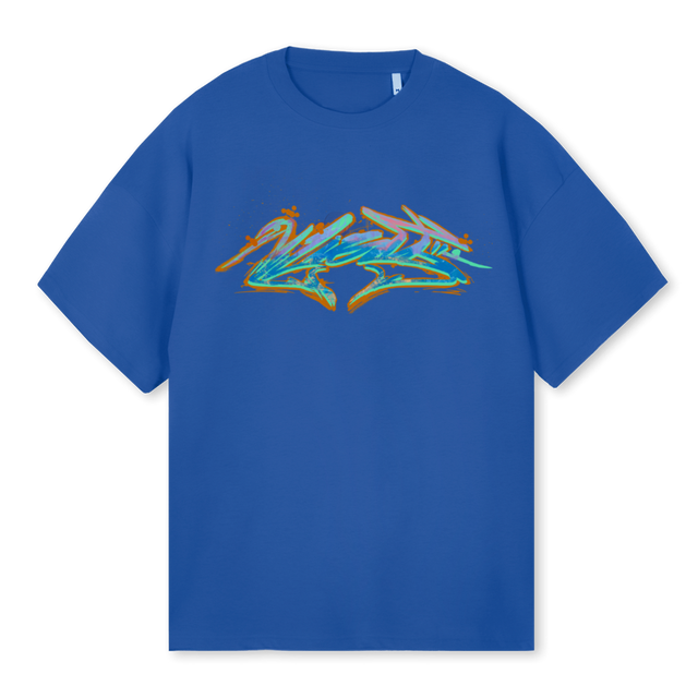 COBALTGRAFFITITEE Cobalt Blue Oversized Tee.