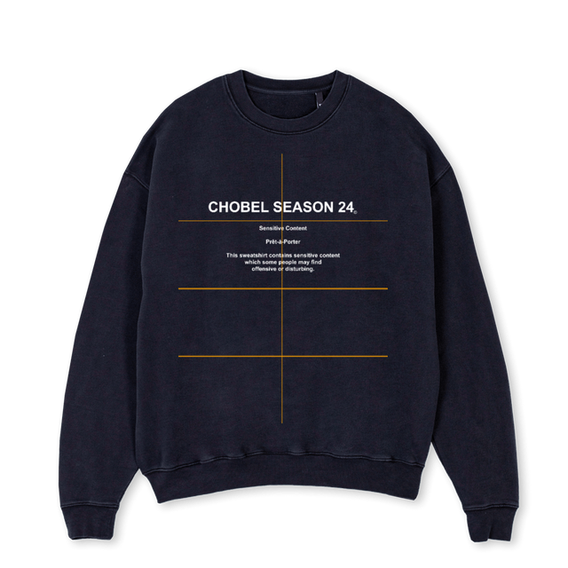 SENSICO Vintage Black Oversized Crewneck Sweater.