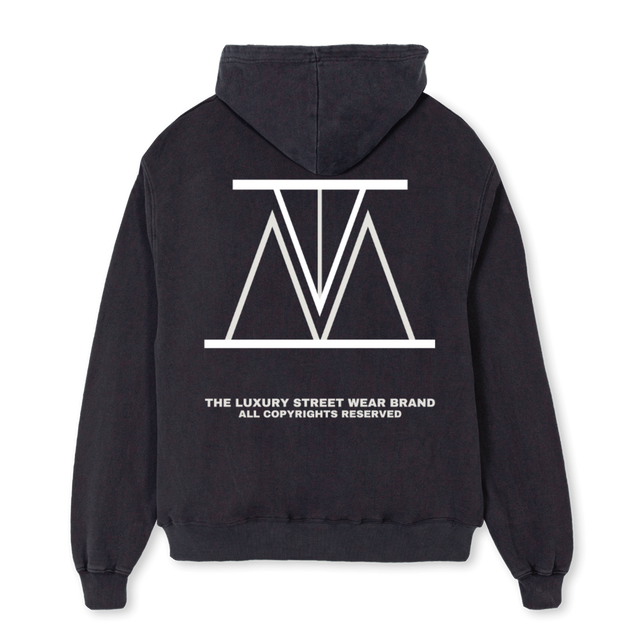 DREAMIN H Vintage Black Oversized Zipped Hoodie.