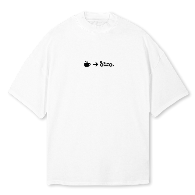 EMSMOCKTEEWHITE White Oversized Mock Neck Tee.