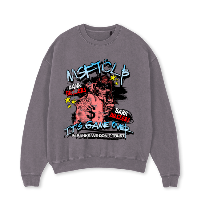 BANKS Pigment Grey  Oversized Crewneck Sweater.