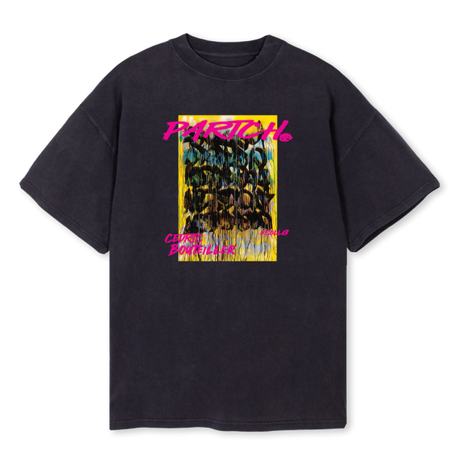 ABSTRACTTWOYELVB Vintage Black Oversized Tee.